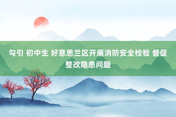 勾引 初中生 好意思兰区开展消防安全检验 督促整改隐患问题