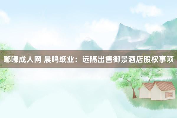 嘟嘟成人网 晨鸣纸业：远隔出售御景酒店股权事项
